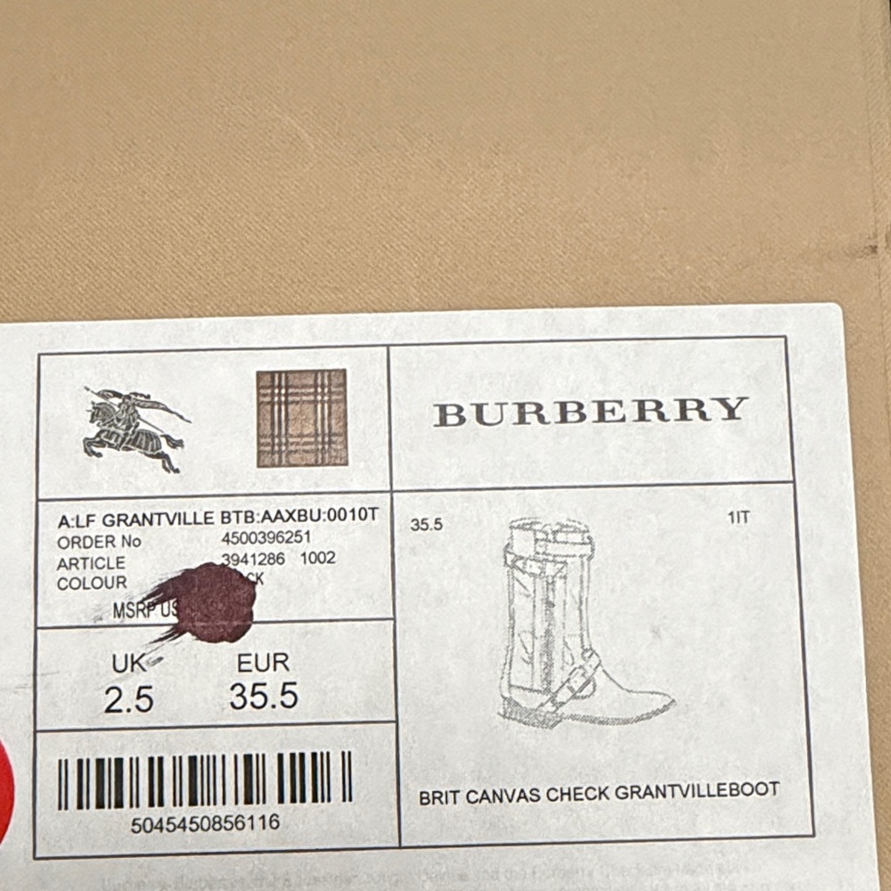 Burberry Black Leather Boots with Tan Plaid - Picture 7 of 7